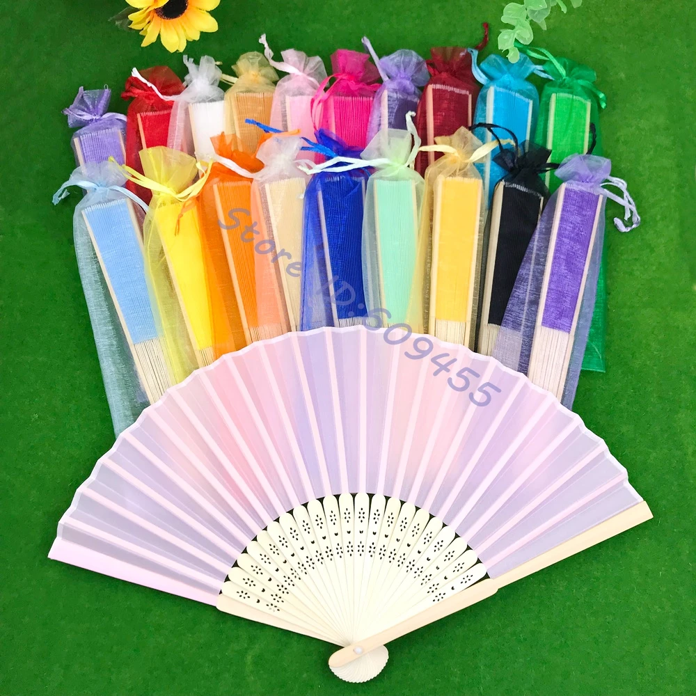 40/45 шт. ручной складной веер красочные складные тканевые веера ручные бамбуковые