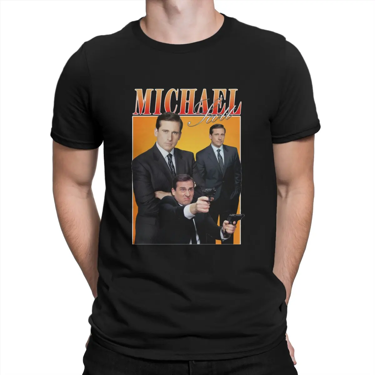 

Michael Scott Homage The Office T Shirt Men's Pure Cotton Vintage T-Shirts Crewneck Tv Show Tees Short Sleeve Clothing Gift