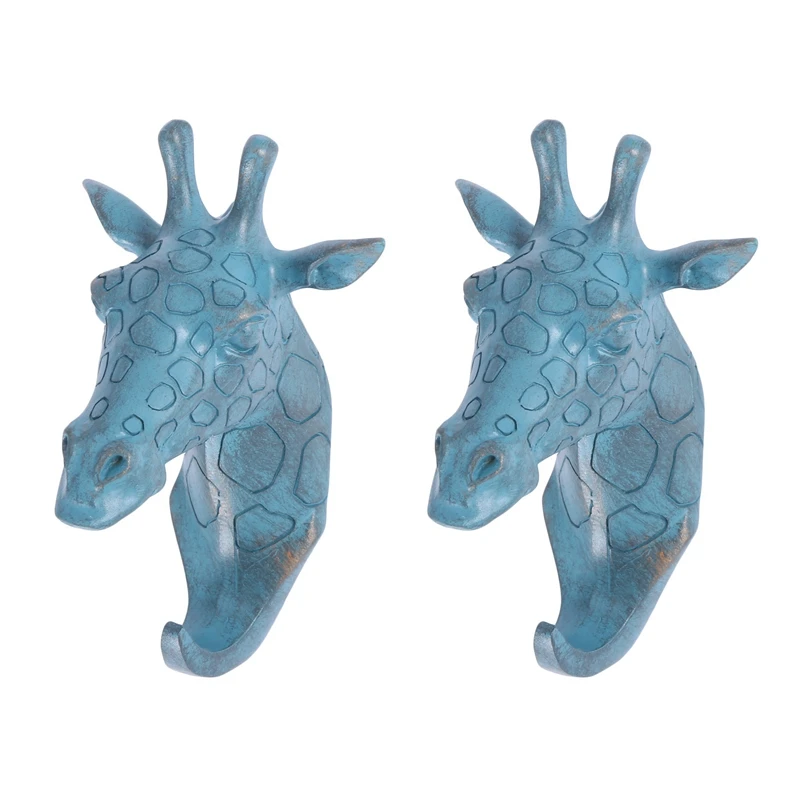 

2X Giraffe Head Single Wall Hook/Hanger Animal Shaped Coat Hat Hook Heavy Duty, Rustic, Rustic Bronze Color