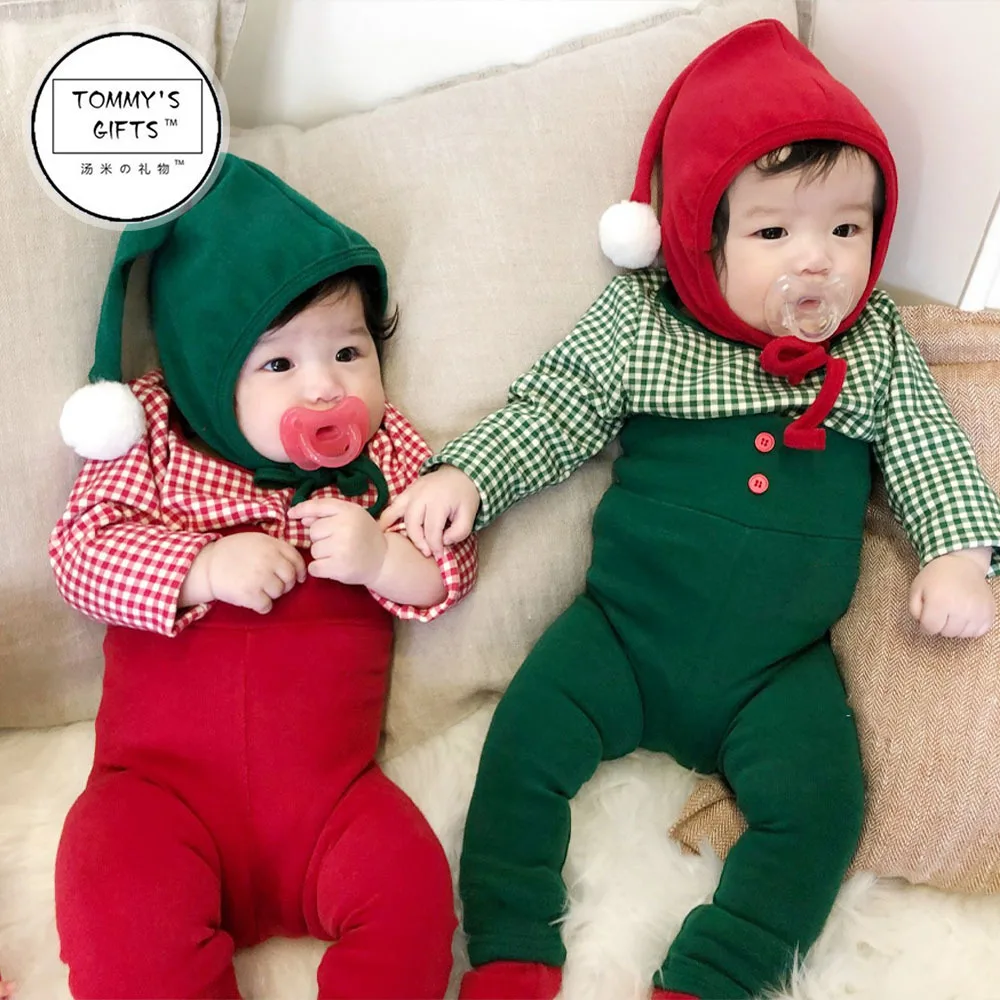 

2023 Autumn Winter Ins Baby Girl 4PCS Christmas Clothes Set Cotton Plaid Top High Waist Pant Hat Velvet Vest Toddler Girls Suit