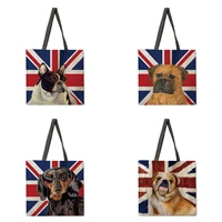 flag method dog fighting womens shoulder bag double sided printing womens handbag shopping bag foldable and reusable