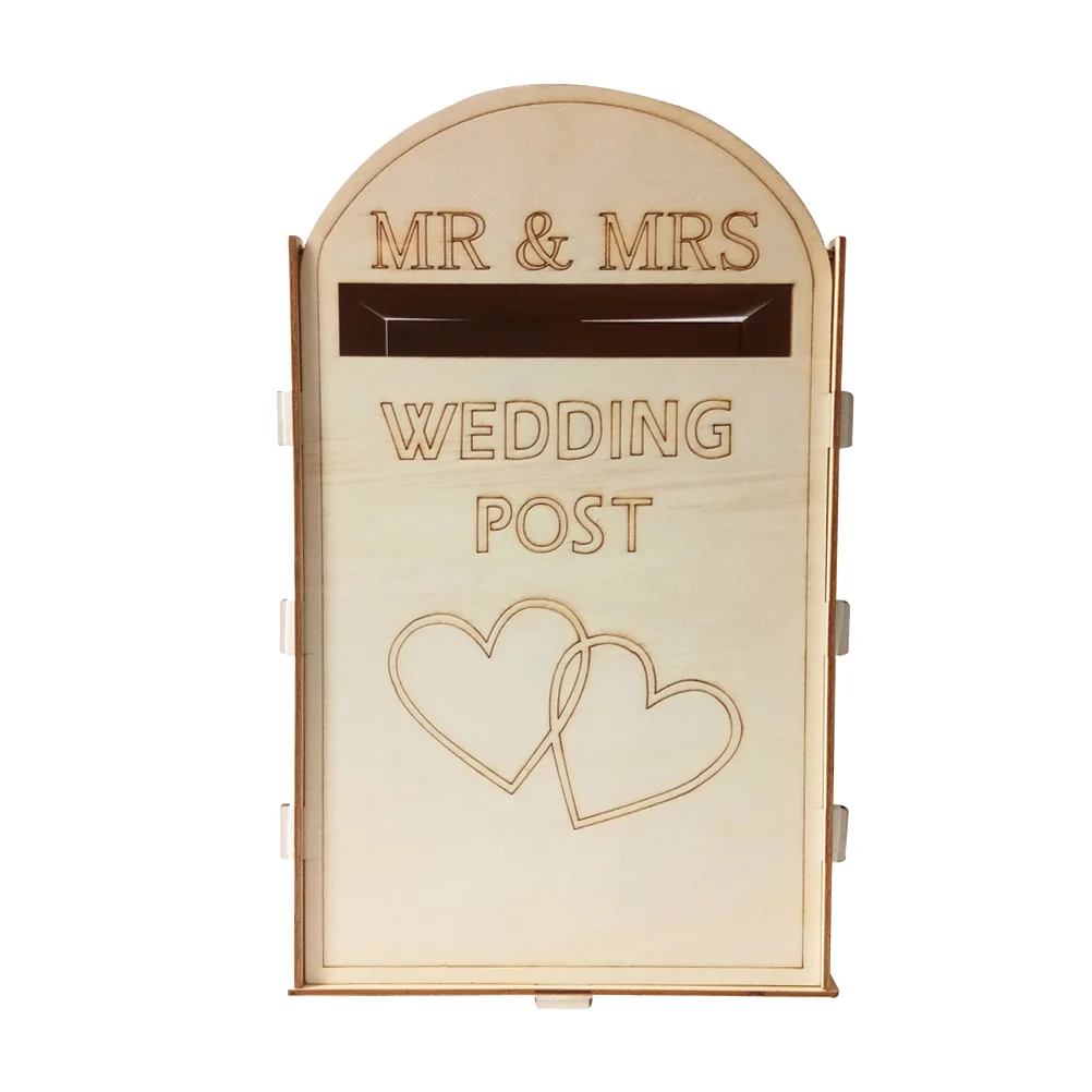 

Box Weddingwooden Post Mailbox Envelope Gift Rustic Suggestion Decorative Letterbox Donation Key Drop Holder Metal Comment