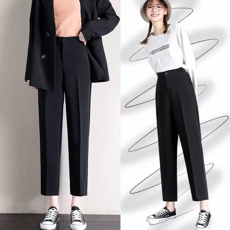 

2023 New Casual Women Suit Pants Wide Leg Fashion Pants Straight Ankle-Pants Office Ladies Female Trousers Office Lady T827