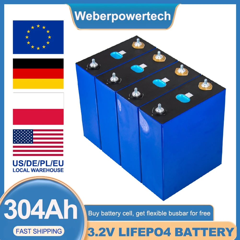 

EU DE PL USA Stock 3.2V 304Ah 280Ah LiFePO4 Аккумулятор Совершенно новый класс A Перезаряжаемые литий-железо-фосфатные элементы Быстрая доставка