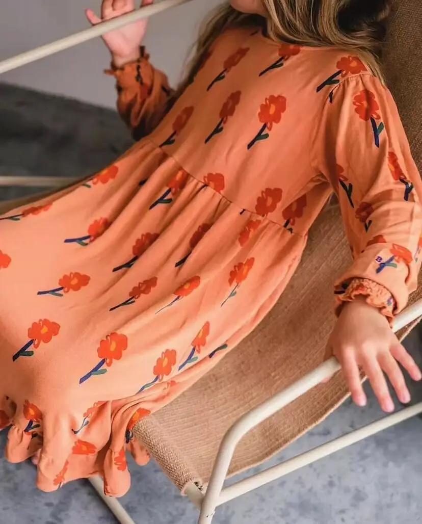 Summer Bobo Kids Clothes Girl Dress Autumn and Winter New Fashion Designer Printed Cotton Baby Long Sleeve Dress Girls Clothes