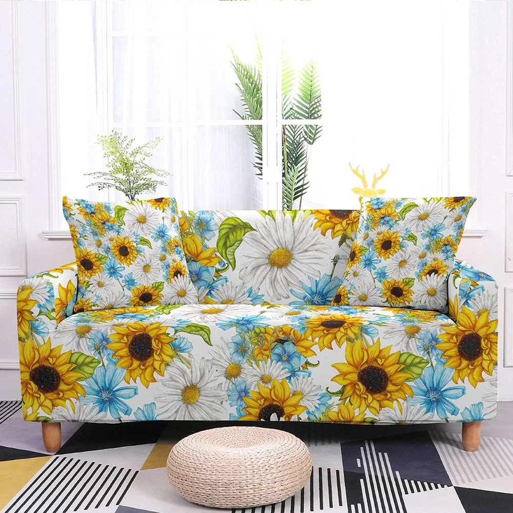 1/2/3/4 Seater Flower Flora Print Elastic Sofa Cover Universal Stretch Slipcovers for Living Room Couch Decor |