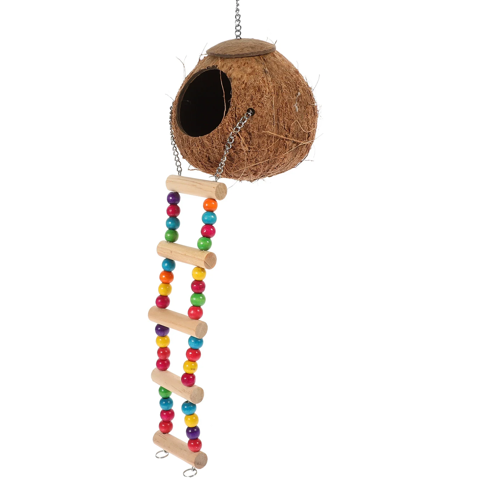 

Toy Resting Bed Glass Decorative Hideout Coconut Shell Nest Hanging Reptile House Ladder Wooden Coconuts