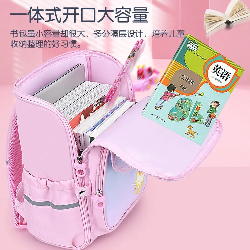 Hello Kitty Schoolbag Primary School Girls Grade 16 Girls Children's Spine Protection Burden Alleviation Backpack Lightweight