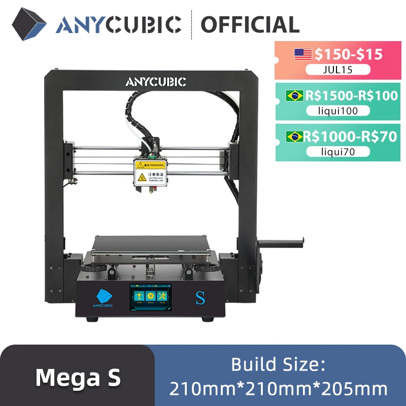Best Tamanho 210*210*205mm da impressão da impressora 3d do tela táctil da elevada precisão tpu da grande elevação mega s mega da impressora 3d i3 mega de anycúbico
