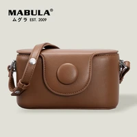 mabula brown camera shape crossbody purses for women soft leather vintage evening bags unique novelty handbag