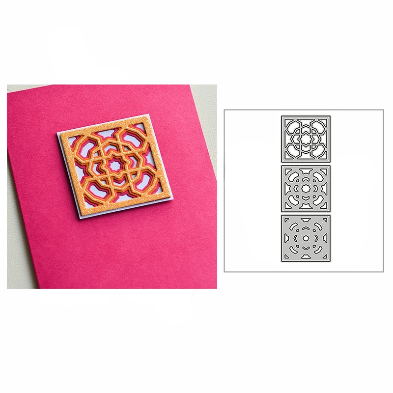 

Новинка 2022 г., сделай сам, многослойный узор, квадратная рамка, ремесло, металлические Вырубные штампы для скрапбукинга и изготовления карт, ...