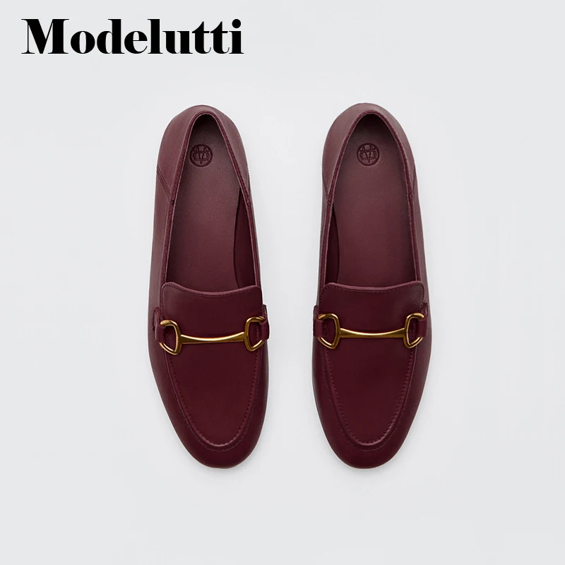 Мокасины Modelutti женские в английском стиле кожаные винтажные с металлическим