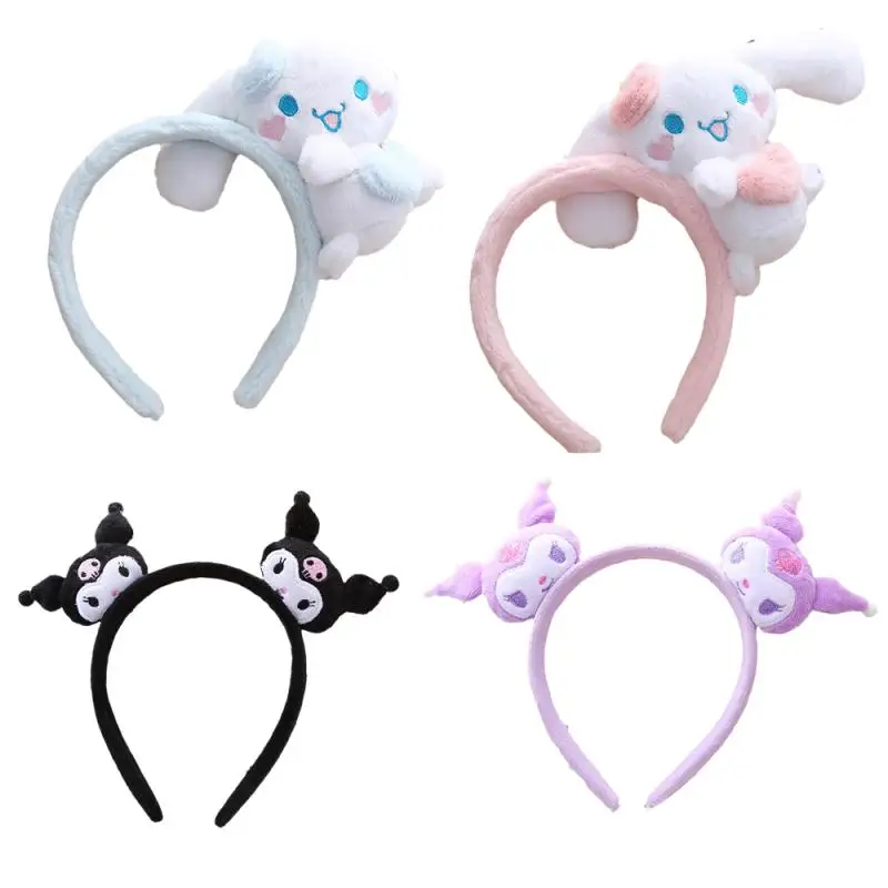 

Kawaii Sanrios Cinnamoroll Kuromi Cute Cartoon Anime Lying Posture All-Match Plush Headband Wash Face Hairpin Hair Accessories