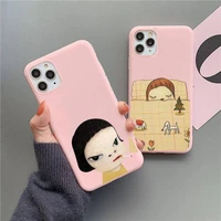 art cartoon yoshitomo nara phone case for iphone 13 12 11 pro max mini xs 8 7 6 6s plus x se 2020 xr candy pink silicone cover