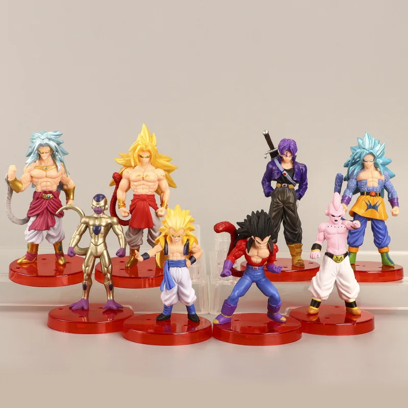 

8pcs/set Dragon Ball Z Son Goku Vegeta Super Saiya Majin Buu Frieza Trunks PVC Action Figure DBZ Kids Toys Doll Gifts