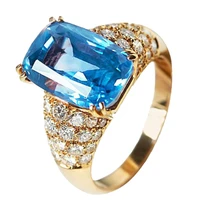 ofertas milangirl unisex fashion brand sparkling blue zirconia rings for party jewelry male and female