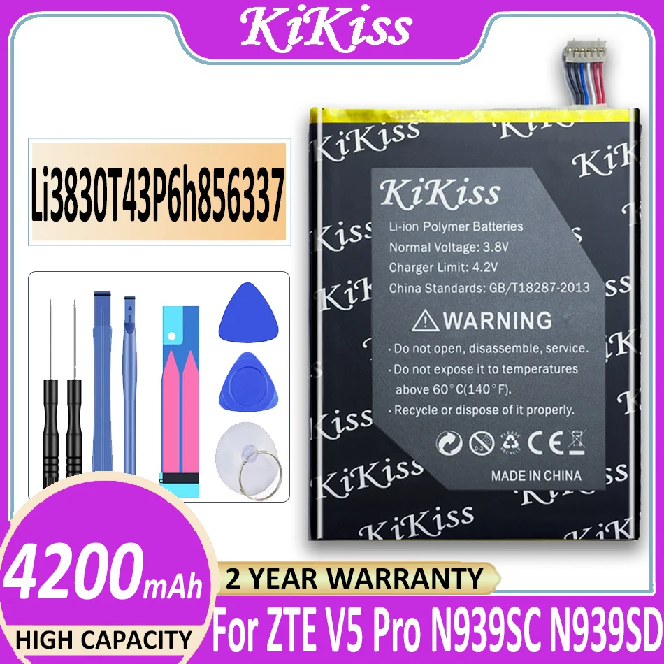Аккумулятор KiKiss 4200 мАч для ZTE Li3830T43P6h856337, аккумулятор для ZTE Blade X9 A711 Blade S6 Lux Q7/-C G719C N939St N939SD N939SC