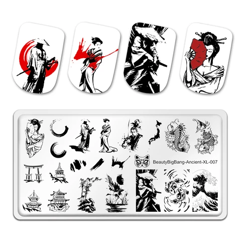 Beautybigbang штамповочная пластина для ногтей, мультяшный персонаж, японские DIY изображения, нержавеющая сталь, шаблон для дизайна ногтей, трафарет, инструмент, древний 007