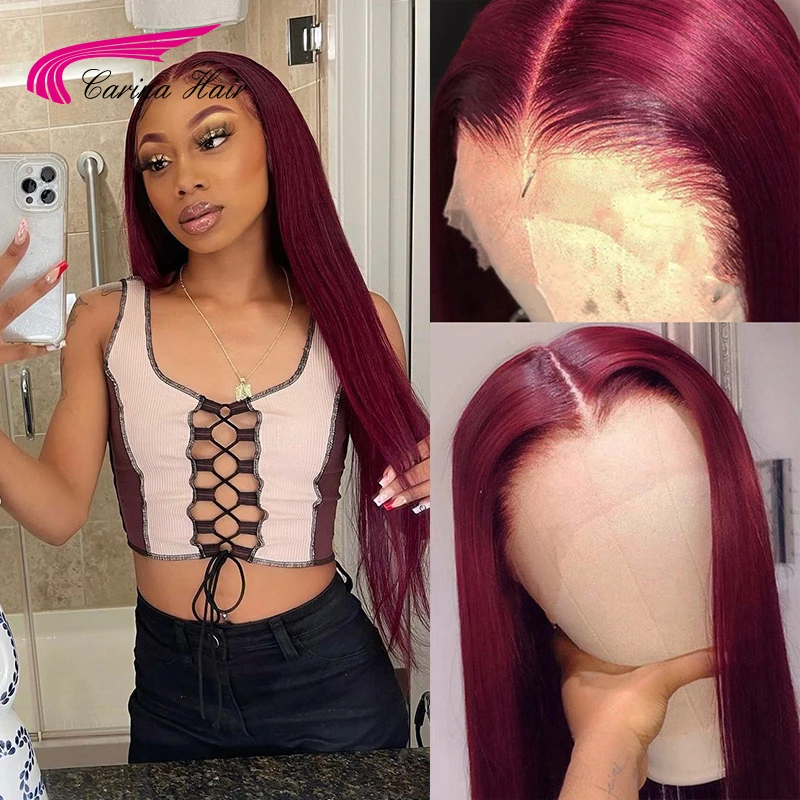 Акция распродажа 99J цветной прямой парик с кружевной частью 13x1 предварительно