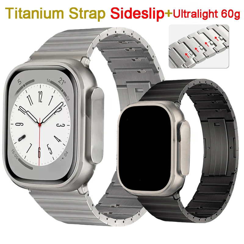 Ремешок титановый ульсветильник для Apple Watch 7 44 мм 42 40 38 49 деловой Ttanium iWatch Series 8 6543 Se