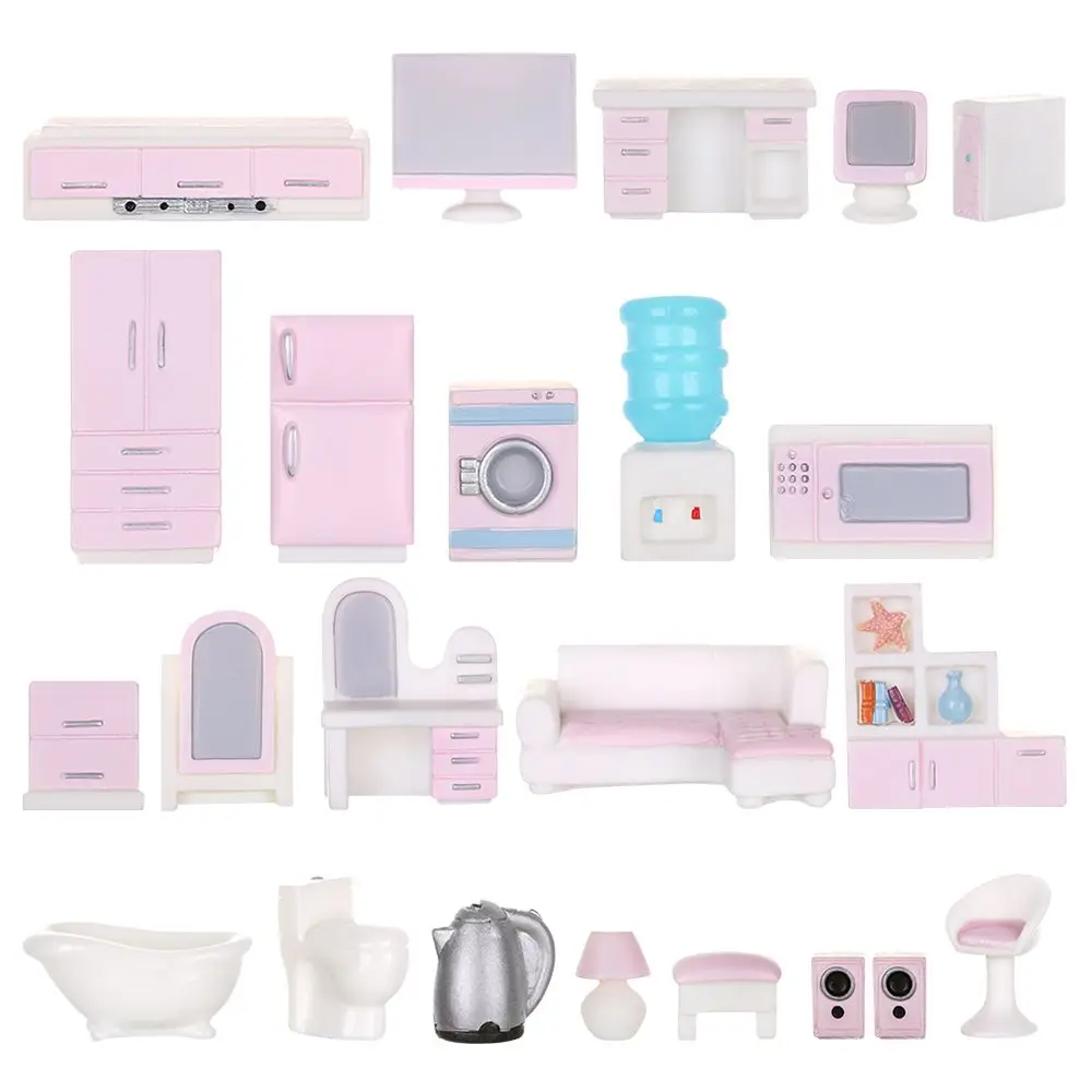 

Миниатюрный Кукольный домик, скамейка для микроволновки и телевизора, компьютерный стол, шкаф, посудомоечная машина, диван, книжный шкаф, на...