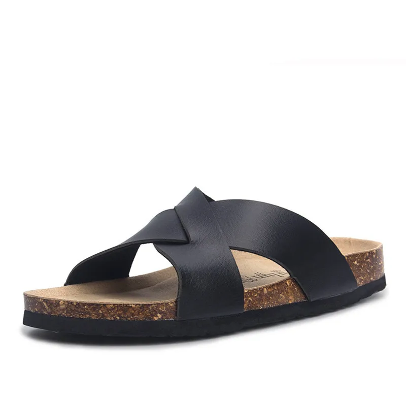 

2024 New Fashion Summer Cork Sandals Women Casual Beach Slip On Slides Shoe Cross sandals Flat with Plus Size 35-45
