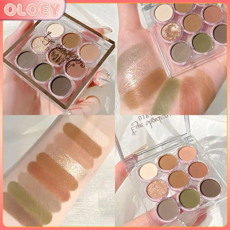 

DIKALU 9 Colors Eyeshadow Palette Pearly Matte Earth Color Shiny Sequins Eye Shadow Shimmer Eye Pigmented Long Lasting Makeup