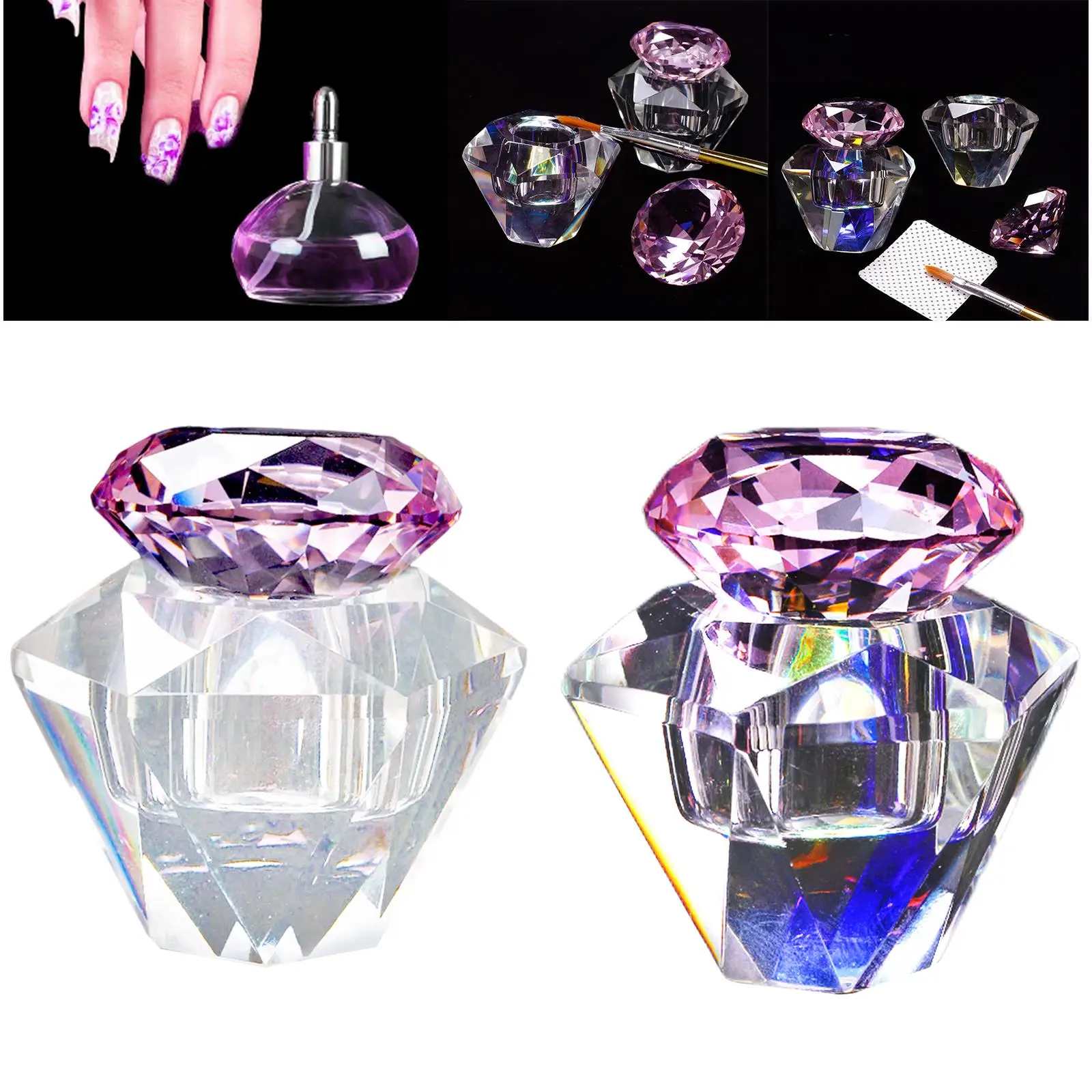 Glass Nail Art Cup with Lids Manicure Care Tools Crystal Jar for Holding Acrylic Liquid |