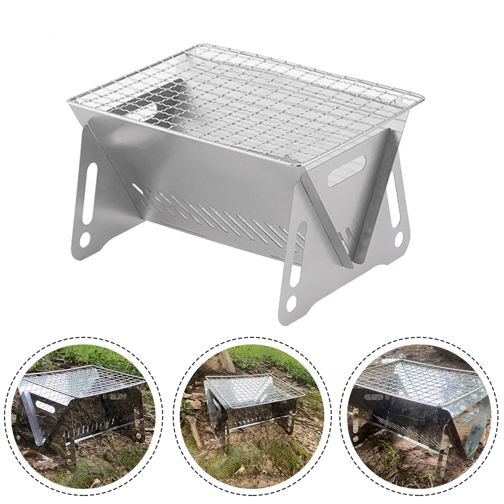

Folding Charcoal BBQ Grill Picnic Travel Camping Outdoor Folding Stove Barbecue Party Travel Cooking Equipment Ladder Card Oven