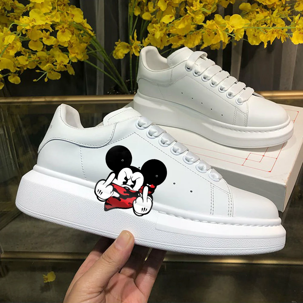 disney Mickey Minnie Couple Fashion Men Women casual Shoes Male Platform Sneakers Girls kateboarding Shoes flats 3D graffiti