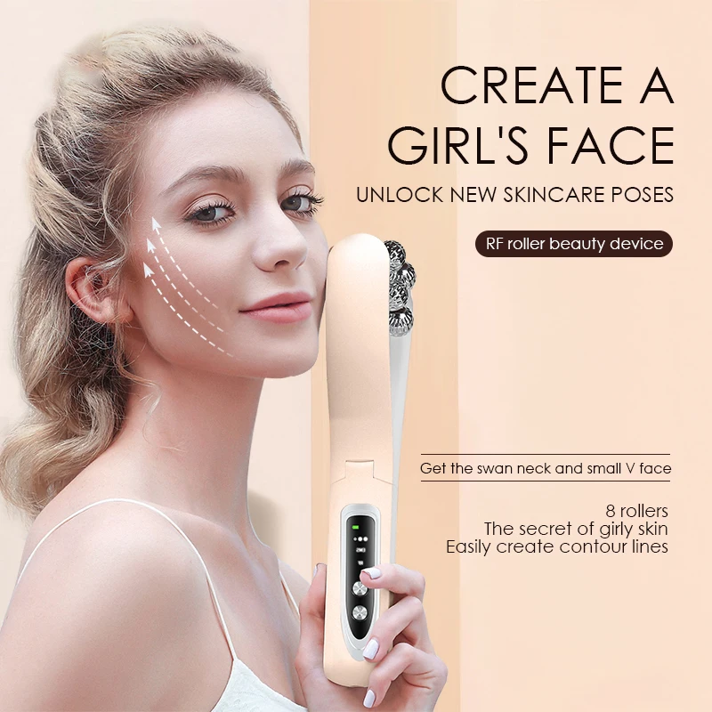 

RF Roller Beauty Instrument Face Massager Micro Current Small V Face Lifting Double Chin Tightening Neck Instrument RF Massager