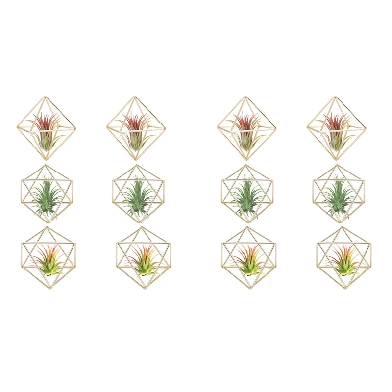 

12 Pcs Air Plant Holder Mini Metal Tabletop Decor Modern Geometric Planter Tillandsia Display Stand Himmeli Decor