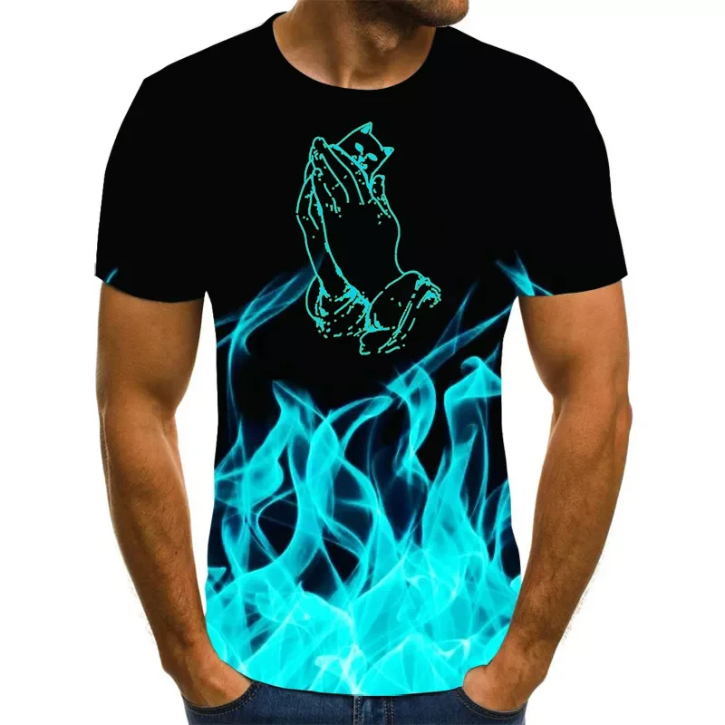 

NEW IN men's cartoon pattern animal cat printing 3D t-shirt men's summer loose T-shirt street fashion trend casual T-shi