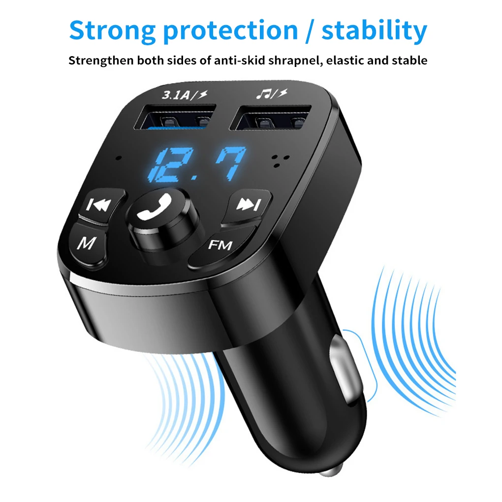 

Car Bluetooth-compatible Transmitter Handsfree Radio Player Mobile Phone Charger Adapter with Microphone Accessories