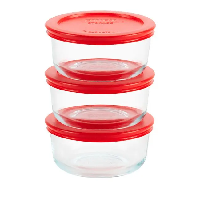 

Store 2-Cup Glass Food Storage Container, Round, Set of 3