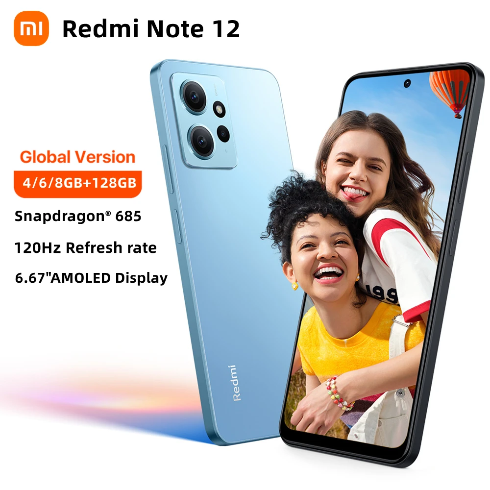 Global Version Xiaomi Redmi Note 12 Snapdragon® 685 4GB /6GB /8GB 128GB 120Hz AMOLED 33W Fast Charging 50MP Camera 6.67