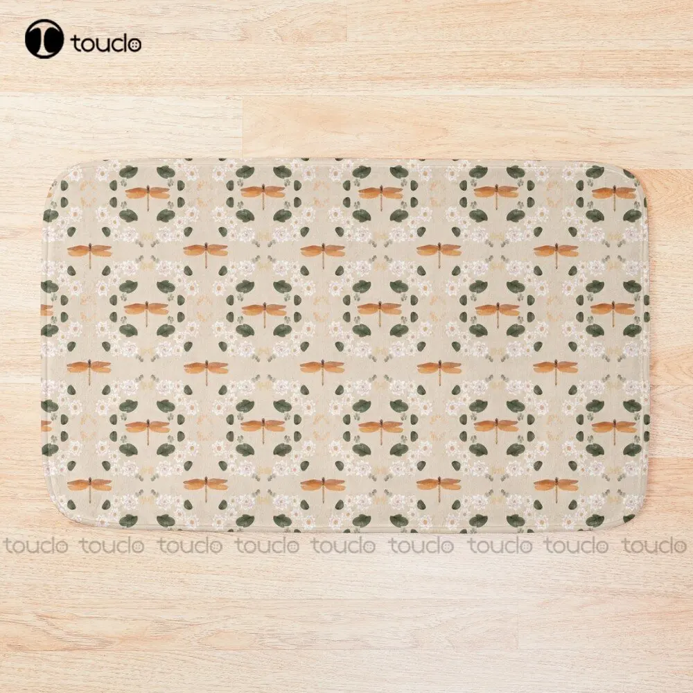 

Dragonflies And Waterlilies Bath Mat Comfortable Bathroom Mat Rugs