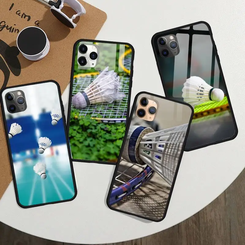 

Badminton sport Phone Case Tempered glass For iphone 11 12 13 PRO MAX mini 6 7 8 plus X XS XR