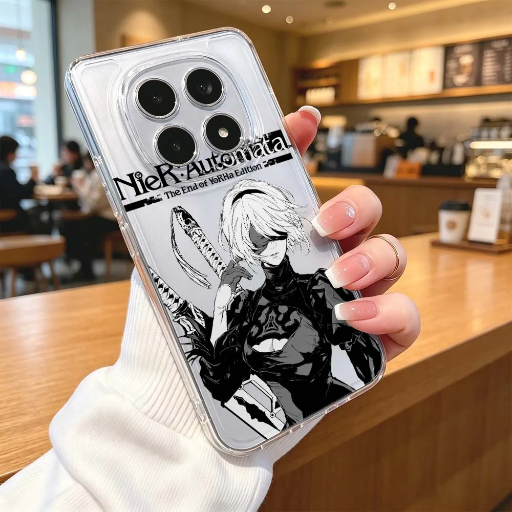 Фото Аниме-чехол NieR Automata для Xiaomi POCO X7 X6 X5 F7 F6 F5 F4 M8 M6 C85 C71 Pro, прозрачный защитный чехол для телефона №5