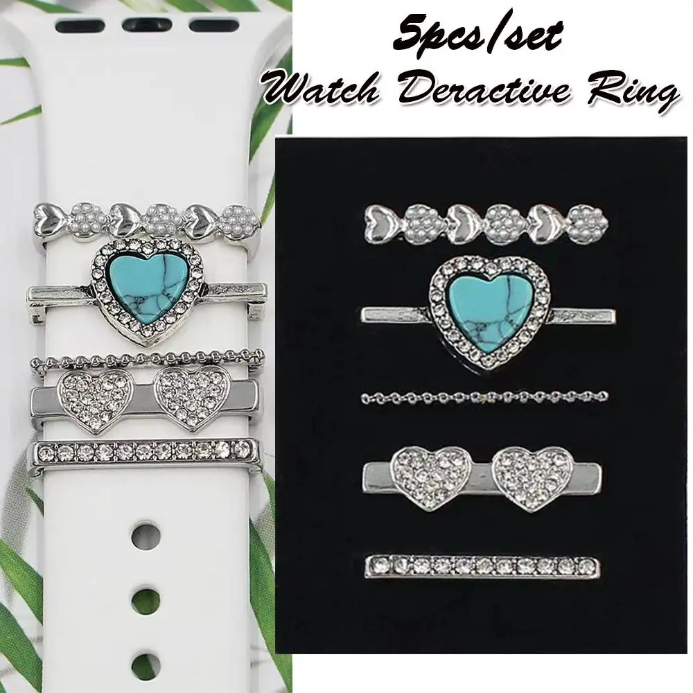 Браслет с шармами, кольцо для умных часов, бриллиантовое украшение, ремешок, аксессуары, кольцо для часов Deractive для Apple Watch, силиконовый ремешок