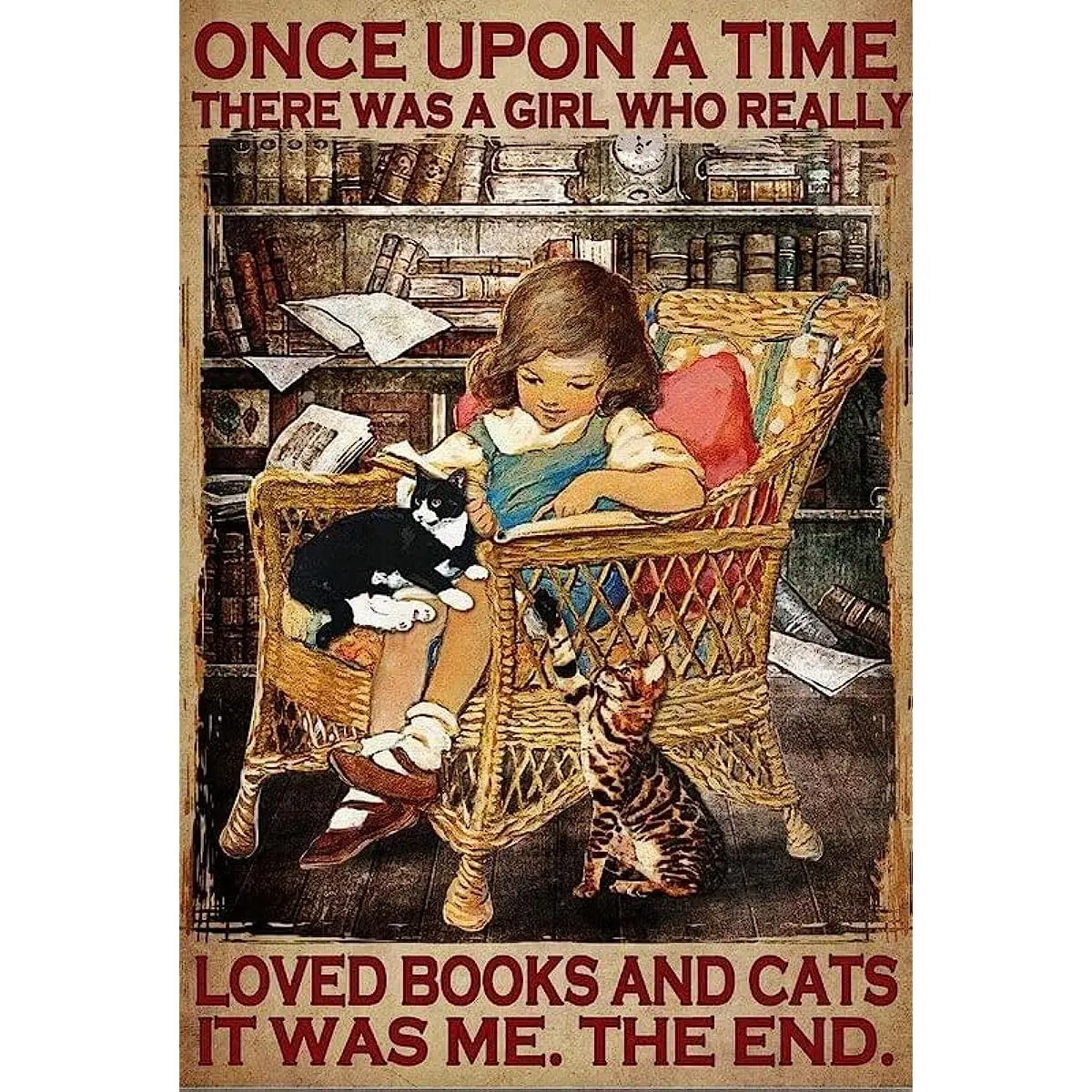 

Раньше была девушка, которая действительно любит книги и ретро жестяные знаки, винтажный Забавный Настенный декор