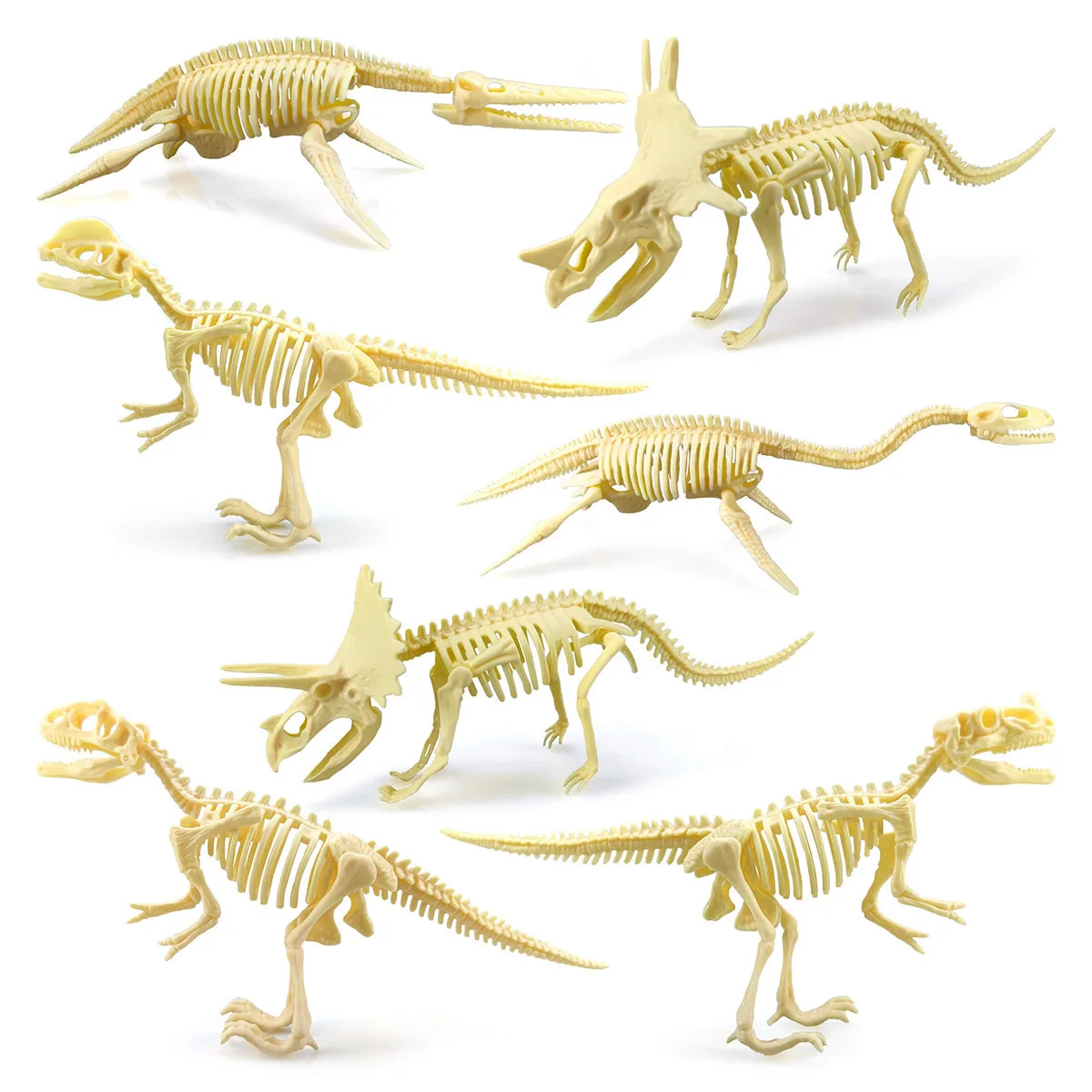 

Children's DIY Assembly Archaeological Dinosaur Skeleton 7-piece Set Dinosaur Set Simulation Dinosaur Fossil Model Toy