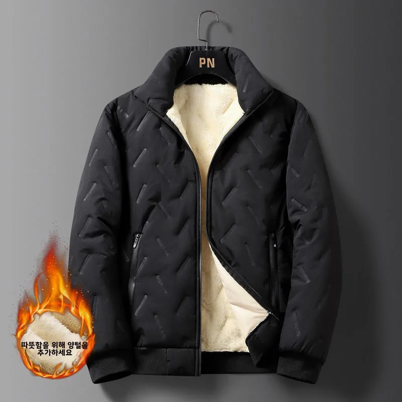 2024 зимнее пальто больших размеров на хлопковой подкладке мужское флисовой с
