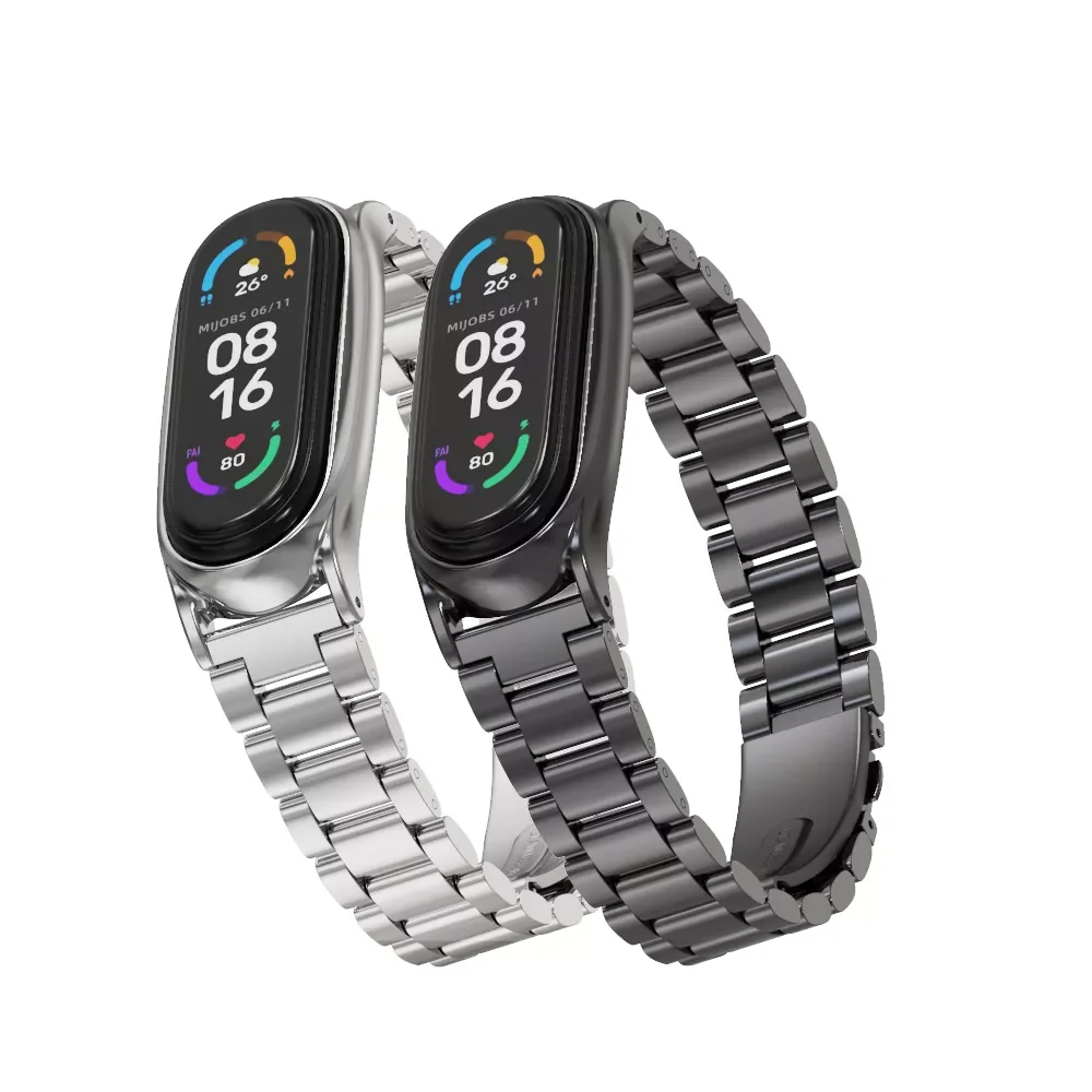 

Strap for Mi Band 6 5 4 3 Metal Wristband for Xiaomi Mi Band 5 Strap Smartwatch Bracelet on Miband 4 Correa NFC Replacement traf