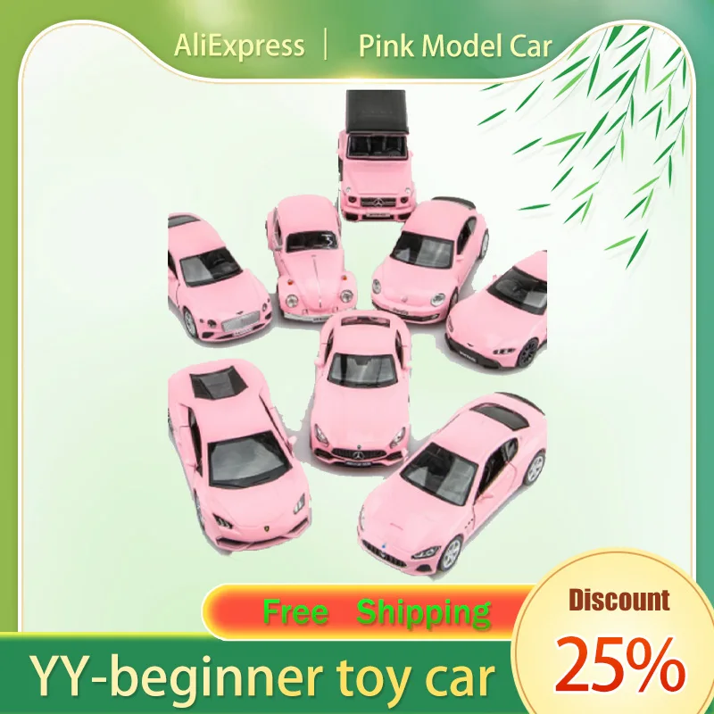 

Pink Color Family Gifts For Diecasts Toy Car Lamborghini Nissan AMG Maserati Vehicles Simulation Exquisite Model 1:36 Alloy Car