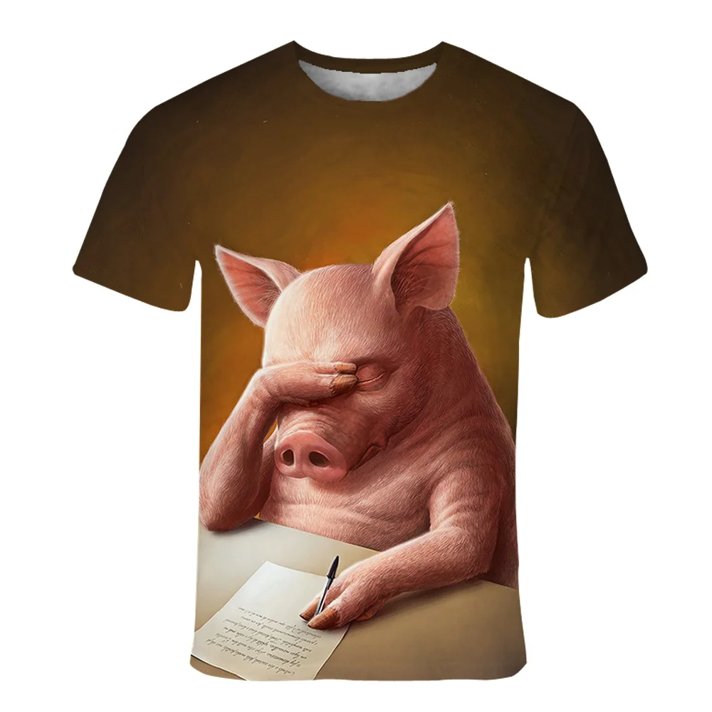 

Summer Funny Novelty Animal Pig T-shirt 3D Printed Men Women Unisex Casual Fashion Cool Tops Tees Large Size Clothing