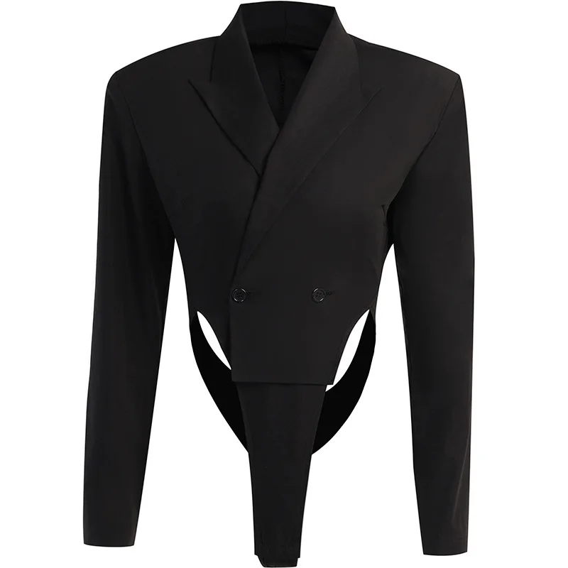 

Fashion Sexy Backless Long Sleeve Suit Coat for Women Spring Autumn New Lapel Irregular Jumpsuit Jacket Lady Streetwear Coats