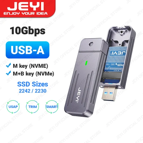JEYI прямая установка M.2 NVMe корпус, фоторазъем USB 3,2 10 Гбит/с, встроенный алюминиевый 2242 2280 SSD