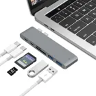 USB-концентратор 6 в 1, USB 3,1 Type-C, адаптер 4K, Thunderbolt 3, концентратор USB C с концентратором 3,0, кардридер TF, SD, слот PD для MacBook ProAir 2020