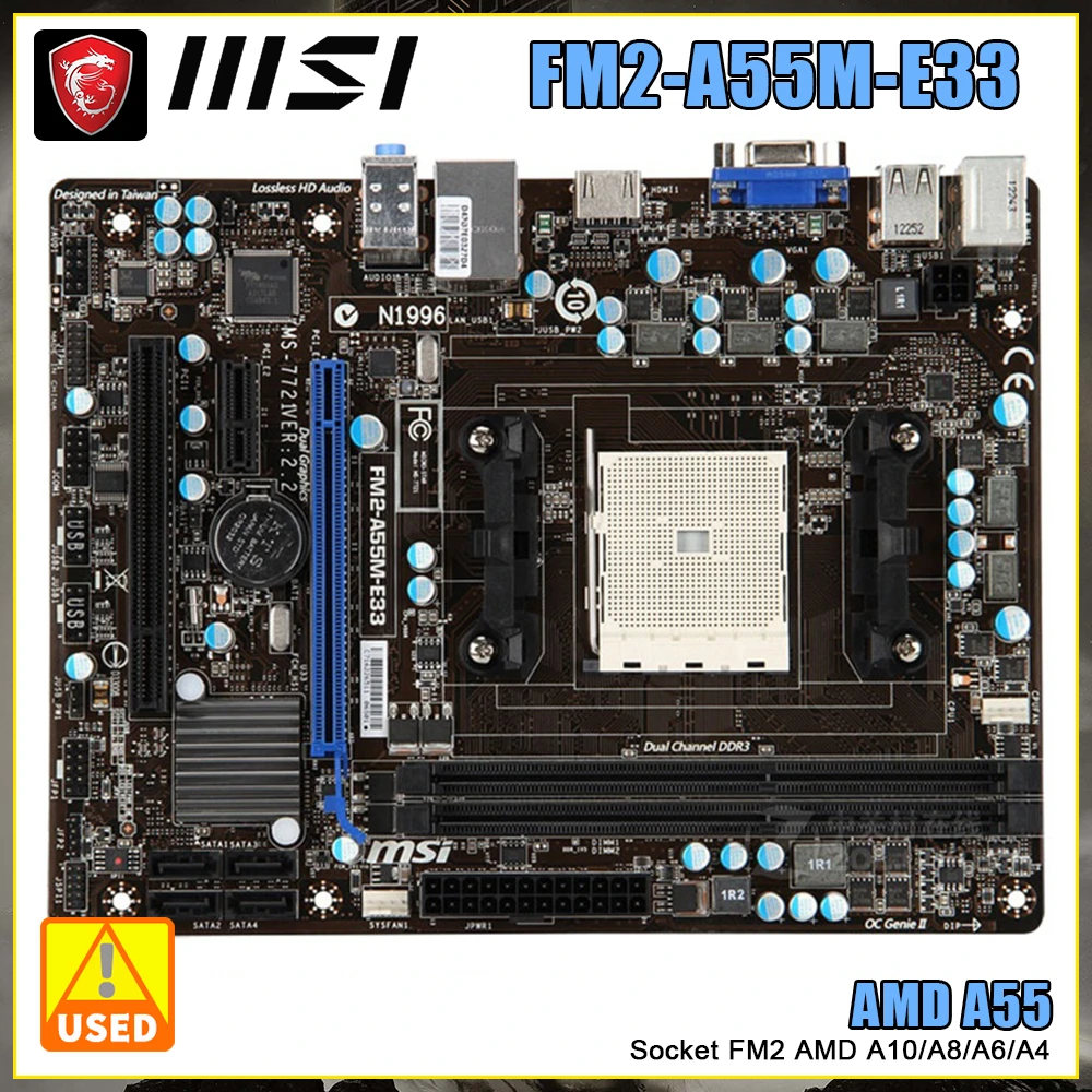 

MSI Motherboard FM2-A55M-E33 Adopts AMD A55 Chipset, Socket FM2 AMD A10/A8/A6/A4 Supports Dual-channel DDR3 2133 (OC)/1866MHz